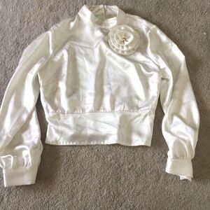 Cynthia Rowley Cream Ivory Silk Like Rosette Blouse